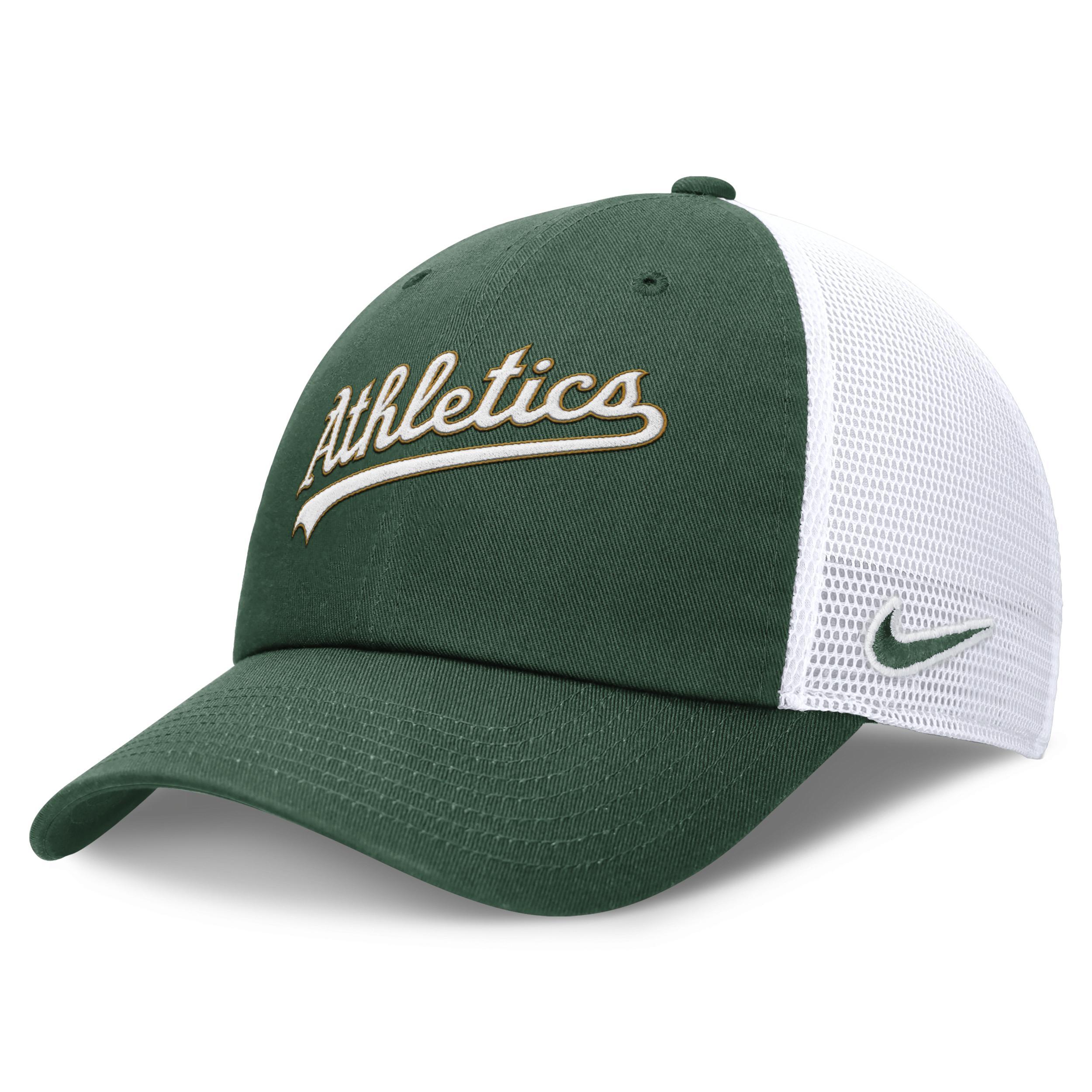Mens Nike Oakland Athletics Evergreen Wordmark Trucker Adjustable Hat Product Image