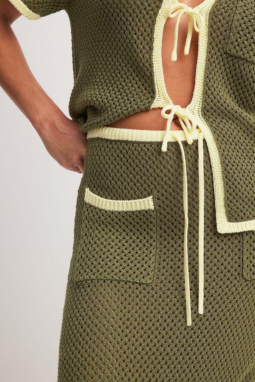 Contrast Detail Crochet Knitted Maxi Skirt Product Image