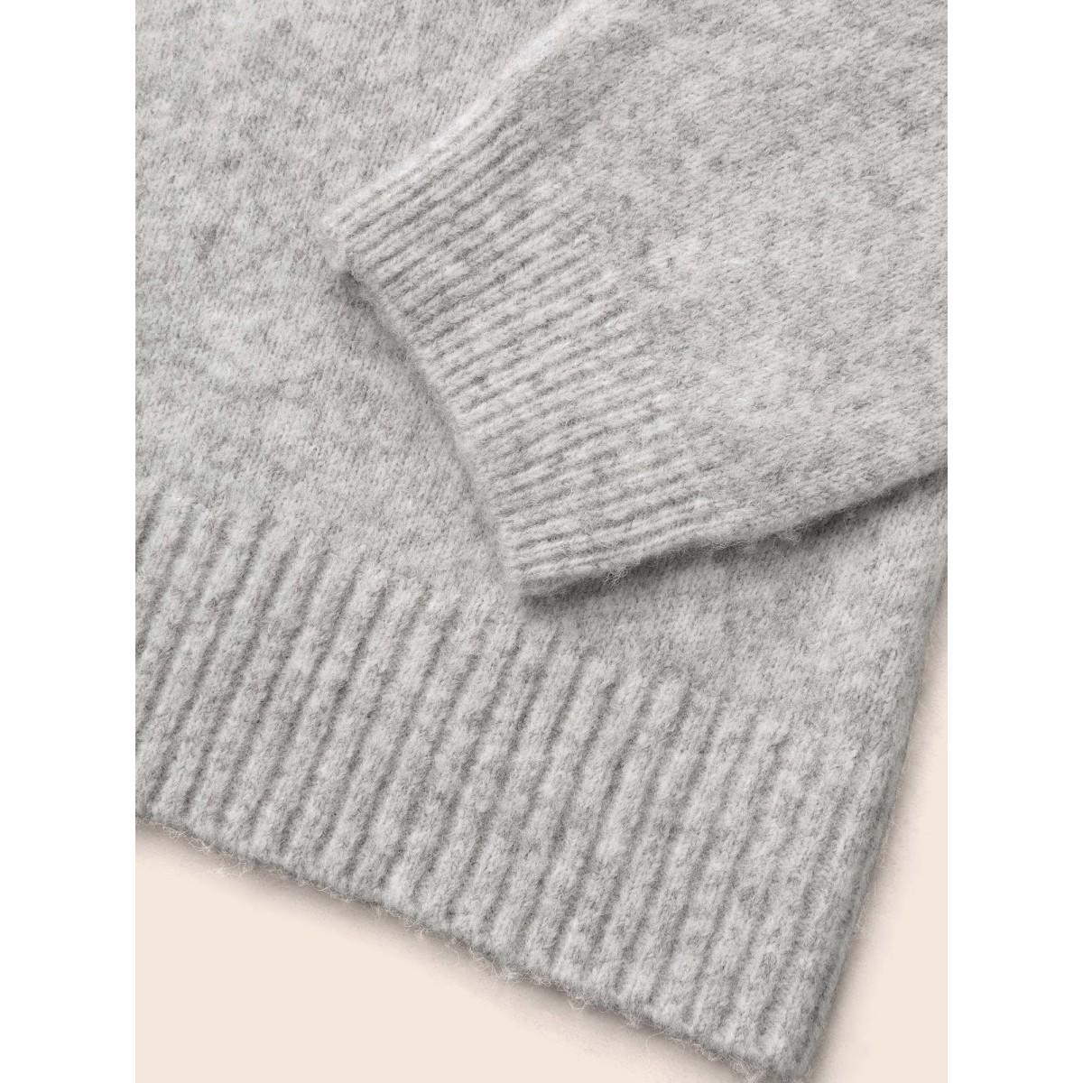 Plus Size Airy Cozy Drop Shoulder Wool Pullover LightGray Women Casual Long Sleeve Round Neck Everyday Pullovers BloomChic 26/4X Product Image