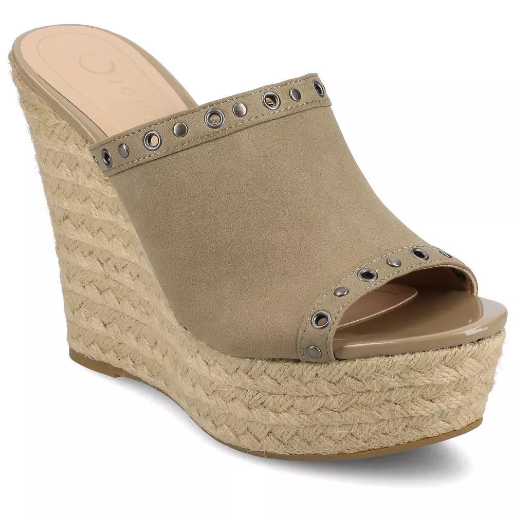 Journee Yari Women's Platform Espadrille Wedge Sandals, Size: 10, Brown Product Image