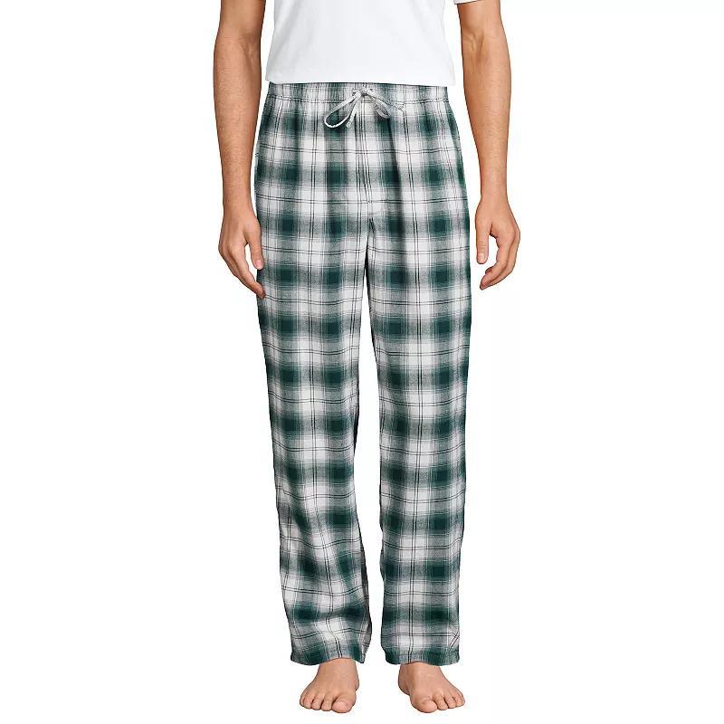Men's Lands' End Flannel Pajama Sleep Pants, Size: Medium, Navy Green Plaid Product Image