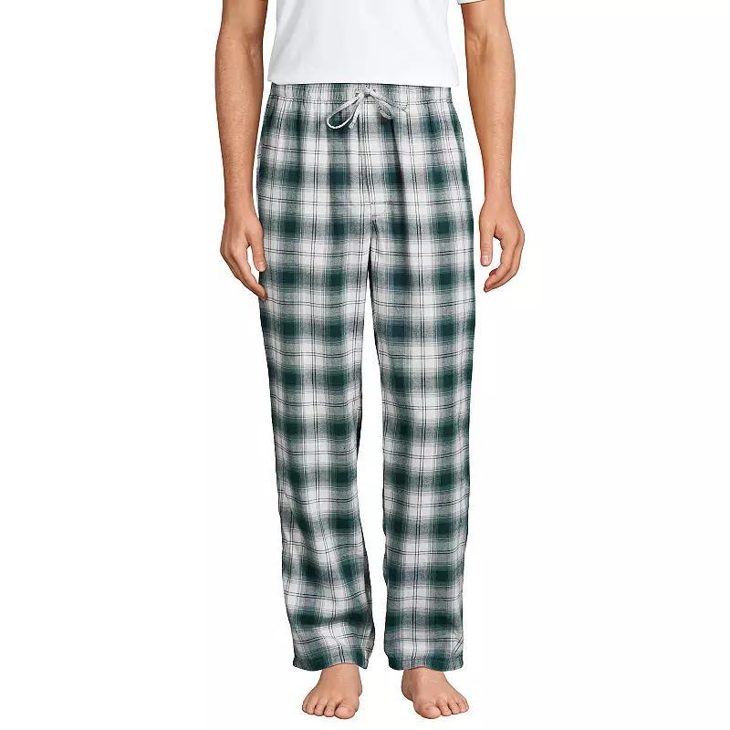 Men's Lands' End Flannel Pajama Sleep Pants, Size: Medium, Navy Green Plaid Product Image