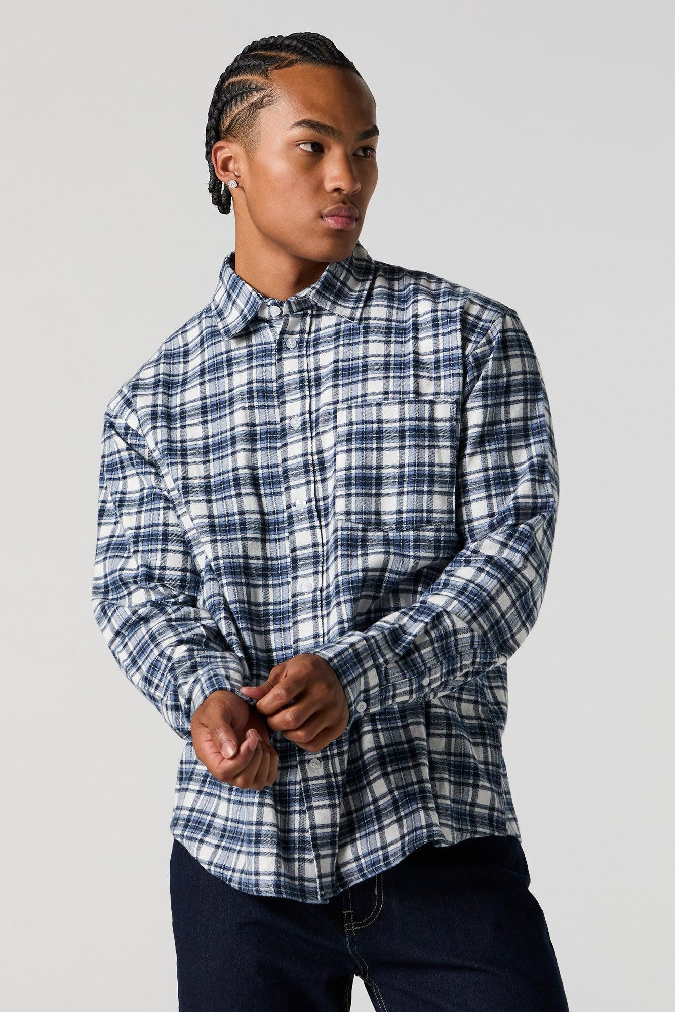 Plaid Flannel Button-Up Top Male Product Image