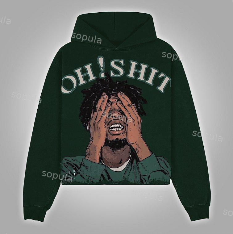 Sopula Vintage 'oh Shit' Portrait Graphic Casual Pocketless Hoodie Product Image