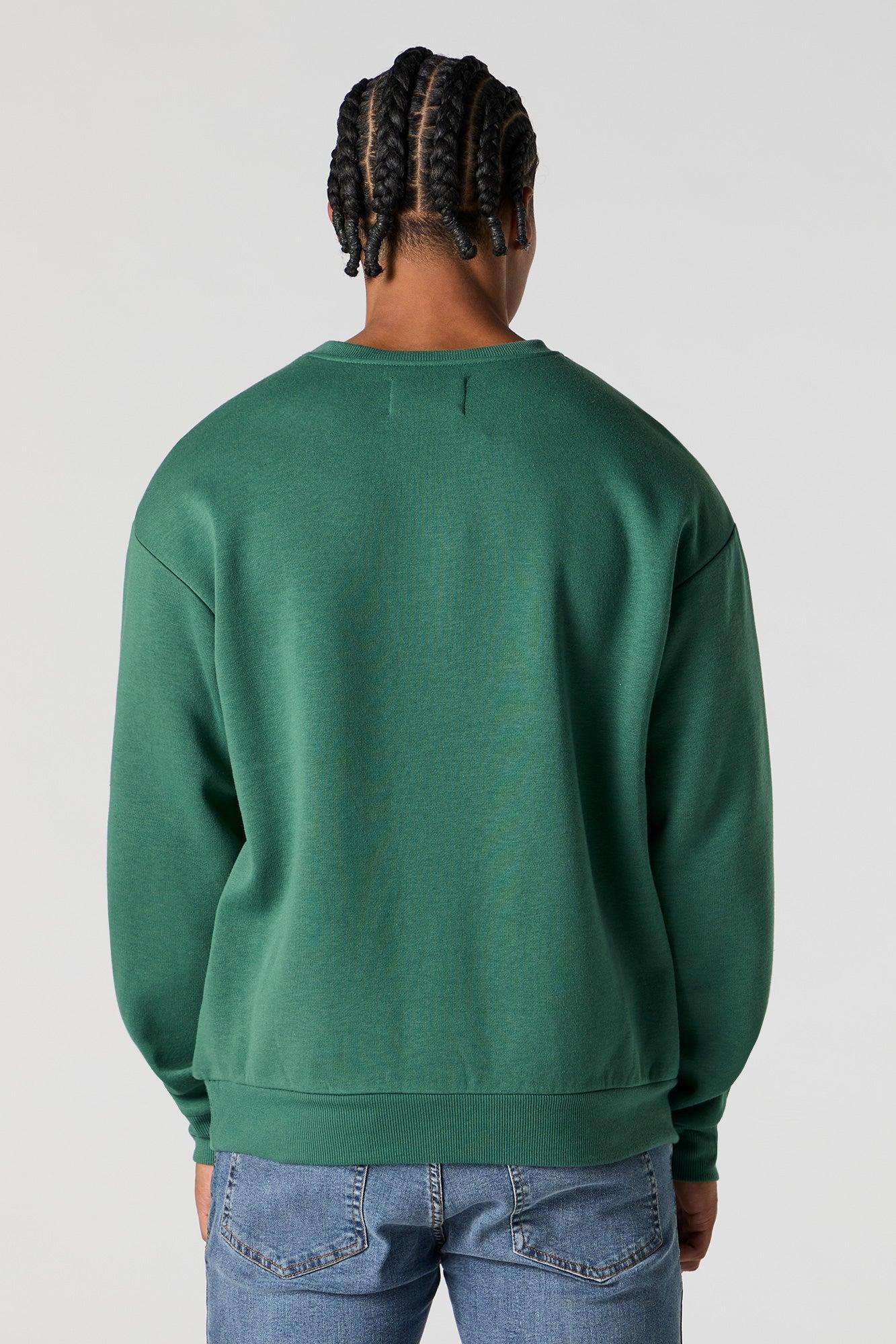 Solid Fleece Crewneck Sweatshirt Male Product Image