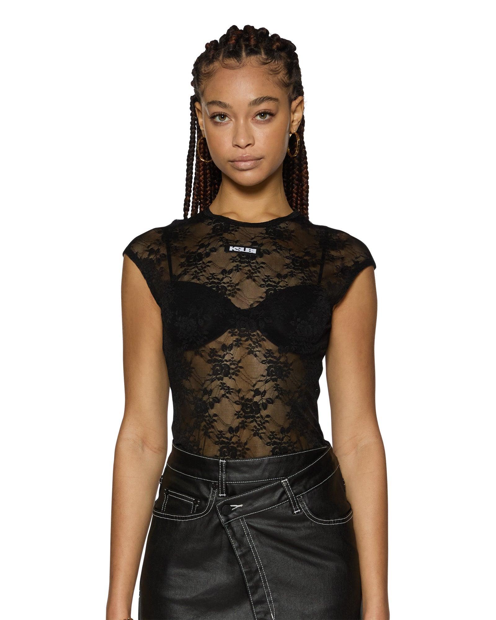 SLIM TEE BLACK LACE Female Product Image