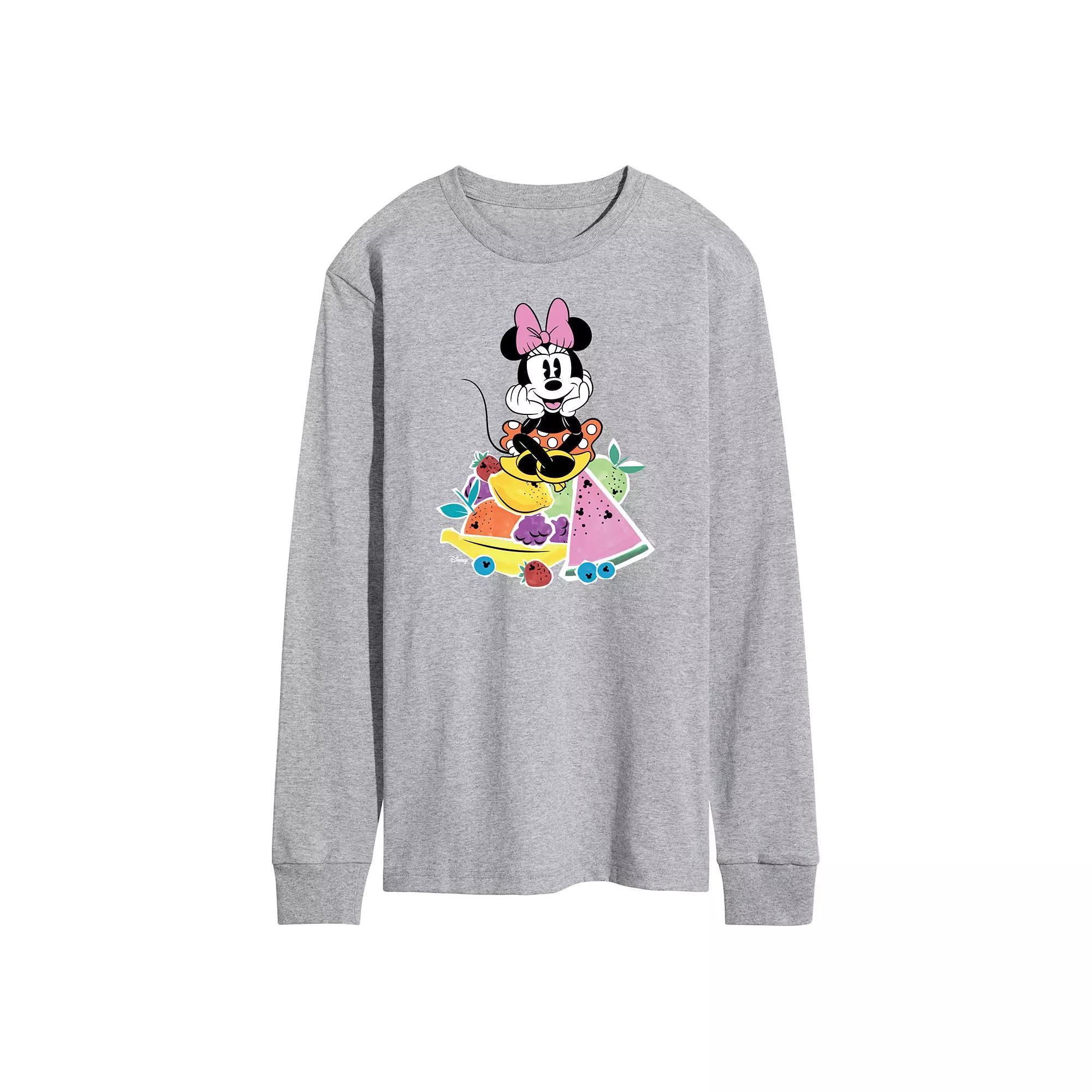 Disneys Minnie On Fruit Mens Graphic Tee Grey Gray Product Image