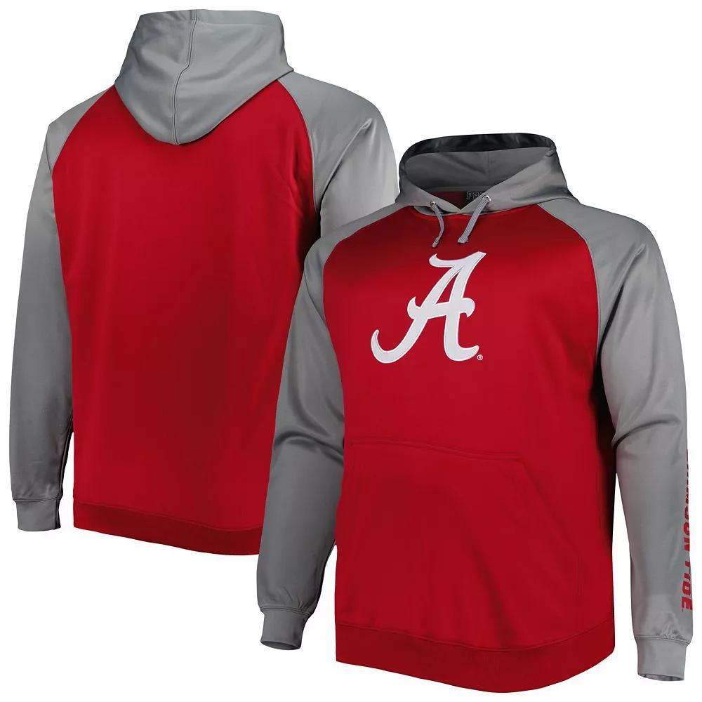 Men's Crimson Alabama Crimson Tide Big & Tall Raglan Fleece Pullover Hoodie, Size: 2XB, Red Product Image