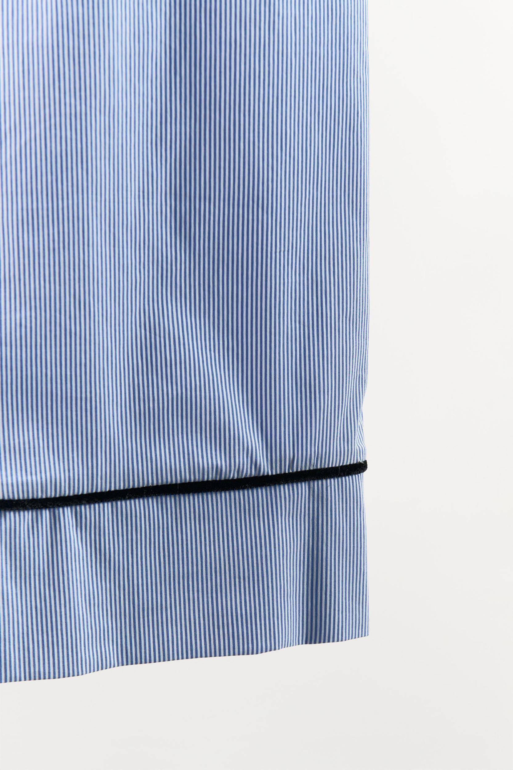 STRIPED VELVET PAJAMA SHIRT Product Image