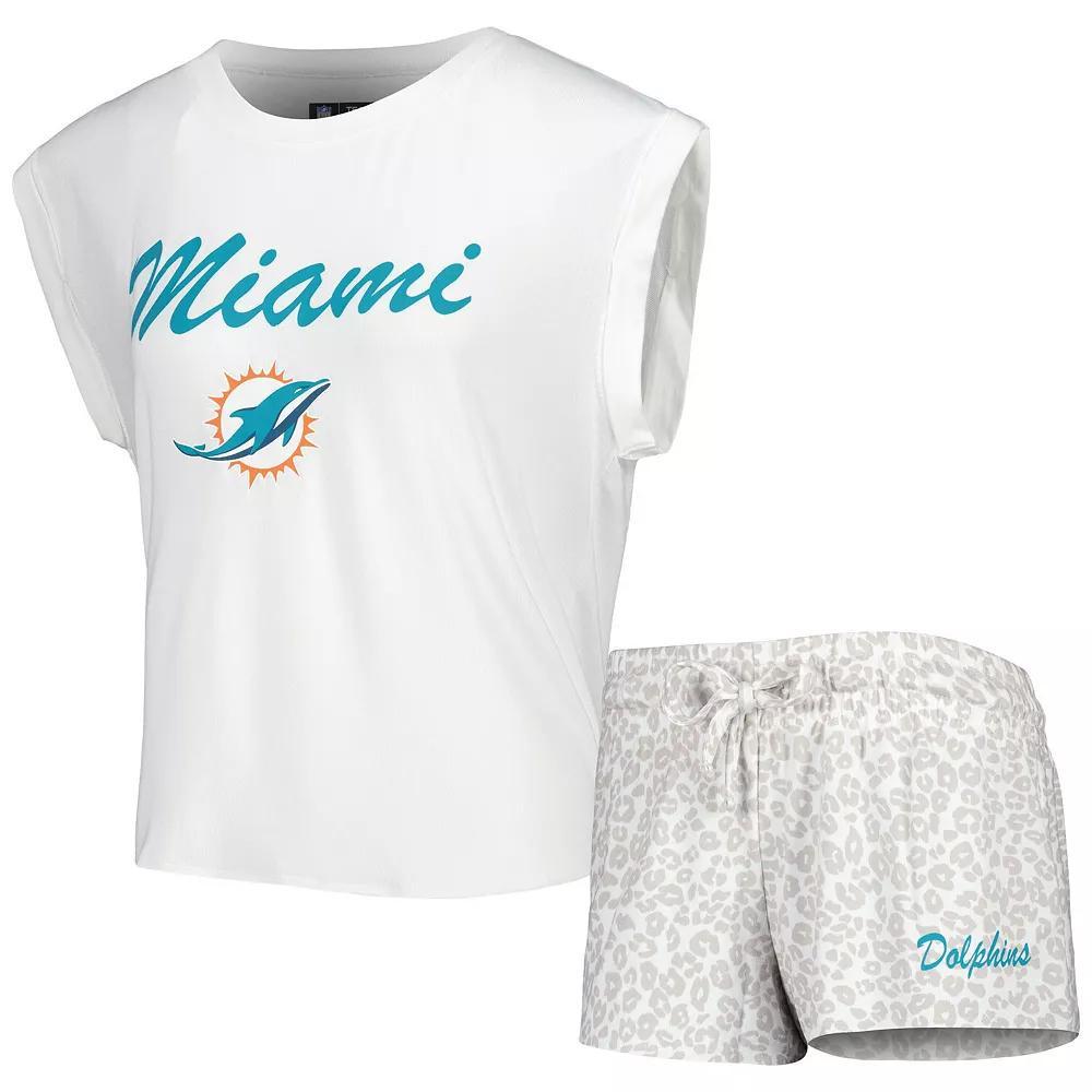 Womens Concepts Sport /Cream Miami Dolphins Montana Knit T-Shirt & Shorts Sleep Set Product Image