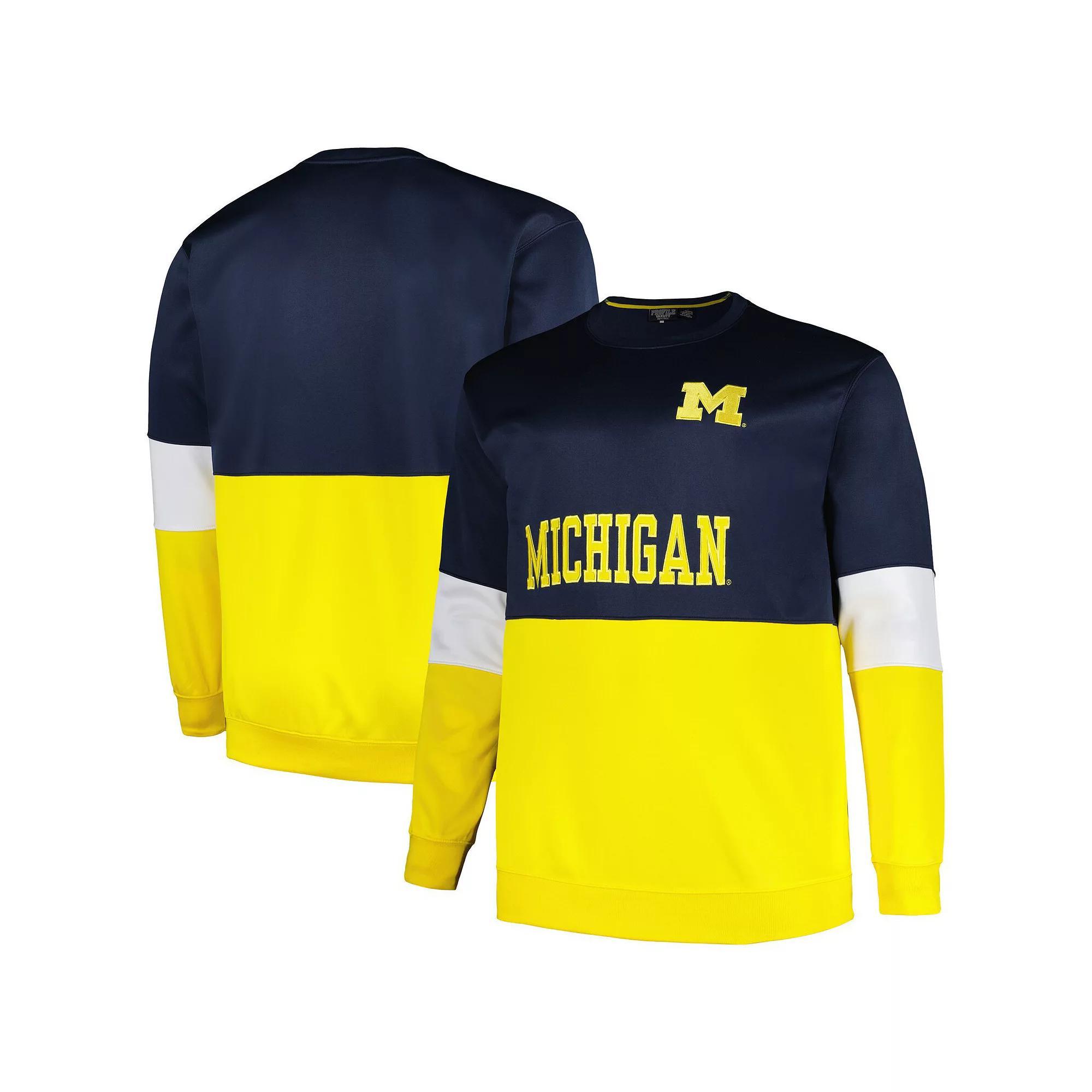 Men's Profile  Navy Michigan Wolverines Big & Tall Fleece Pullover Sweatshirt, Size: 2XB, Blue Product Image