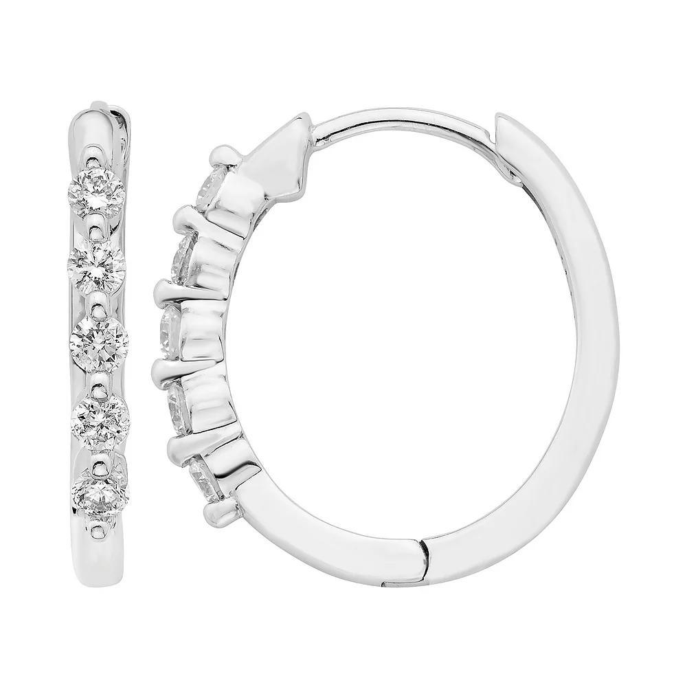 Made For You 10k Gold 1/4 Carat T.W. GSI Certified Lab-Grown Diamond Hoop Earrings, Women's, 10k Whgold Product Image