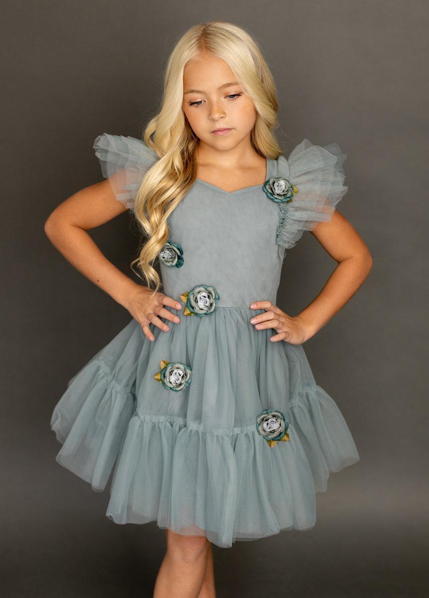 Elain Dress in Dusty Teal Girls Product Image