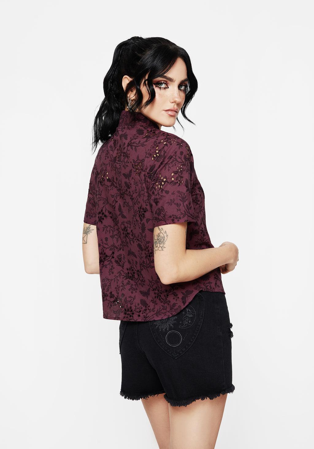Morgana Cotton Broderie Button Up Shirt Product Image