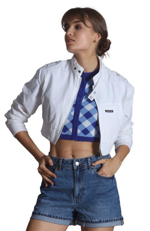 Members Only Women's Mini Cropped Racer Jacket in Black at Nordstrom, Size X-Large Product Image