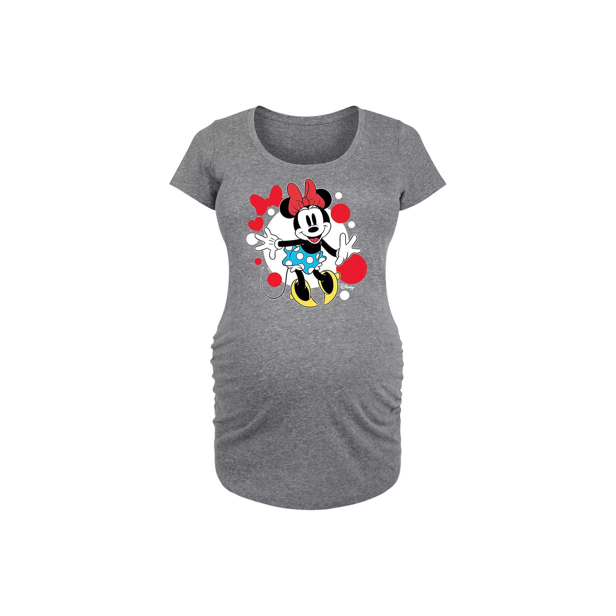 Disneys Minnie Mouse Maternity Dots Graphic Tee, Womens Grey Gray Product Image