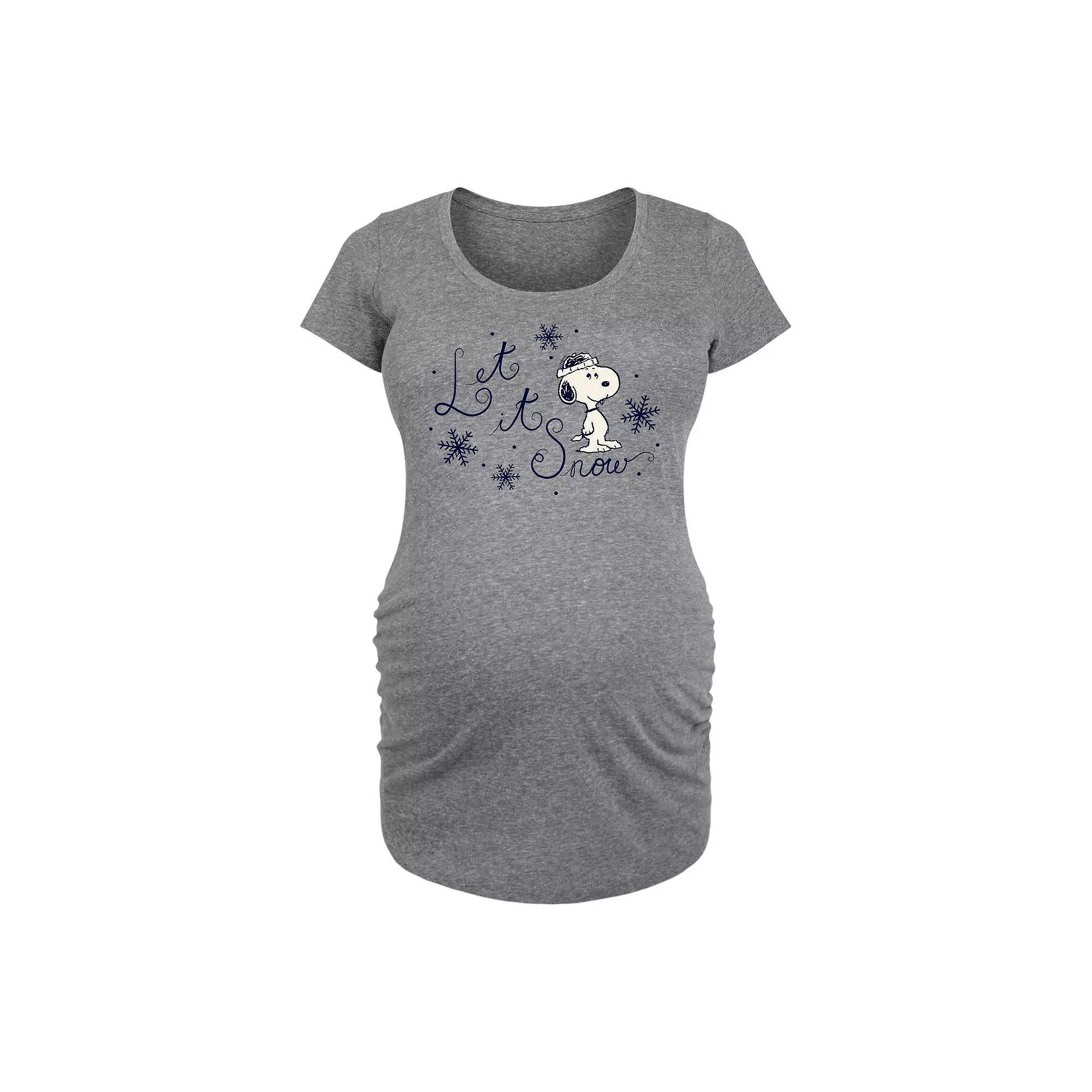 Maternity Peanuts Let It Snow Graphic Tee, Womens Grey Gray Product Image