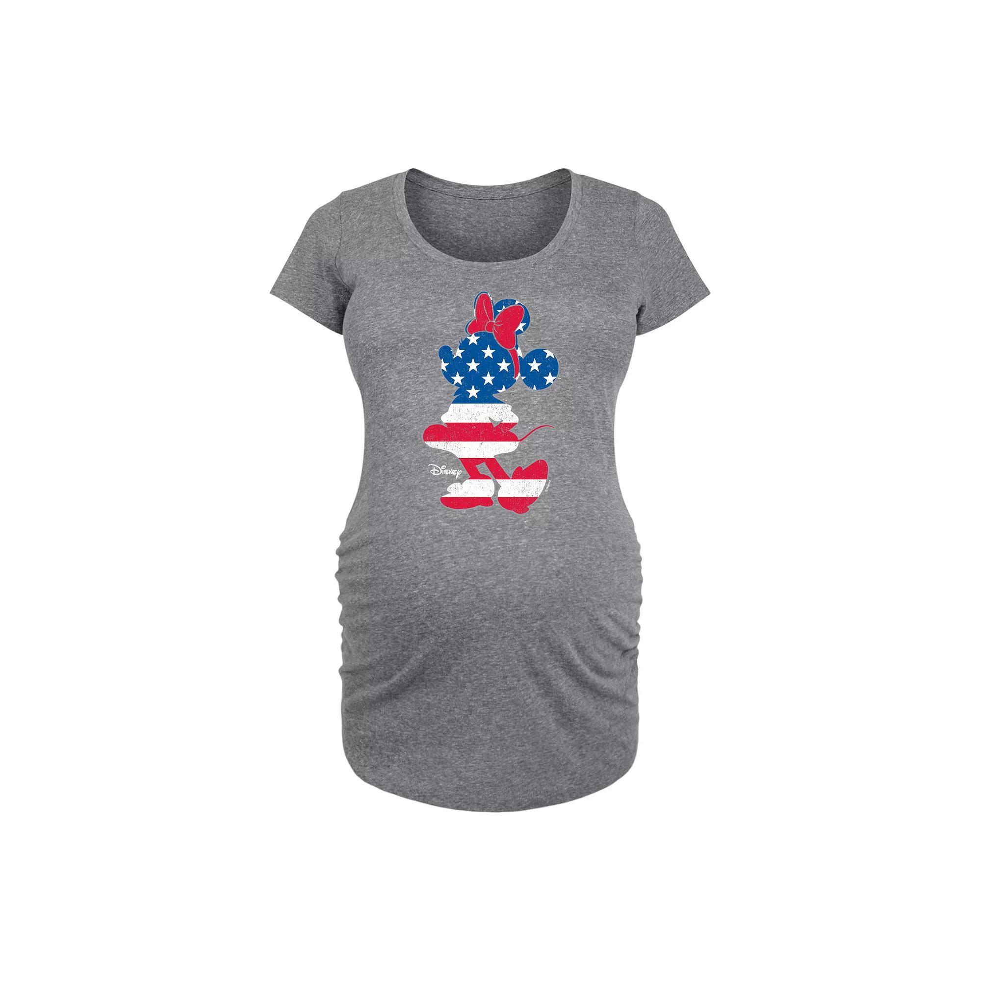 Disneys Minnie Mouse Maternity Americana Graphic Tee, Womens Grey Gray Product Image