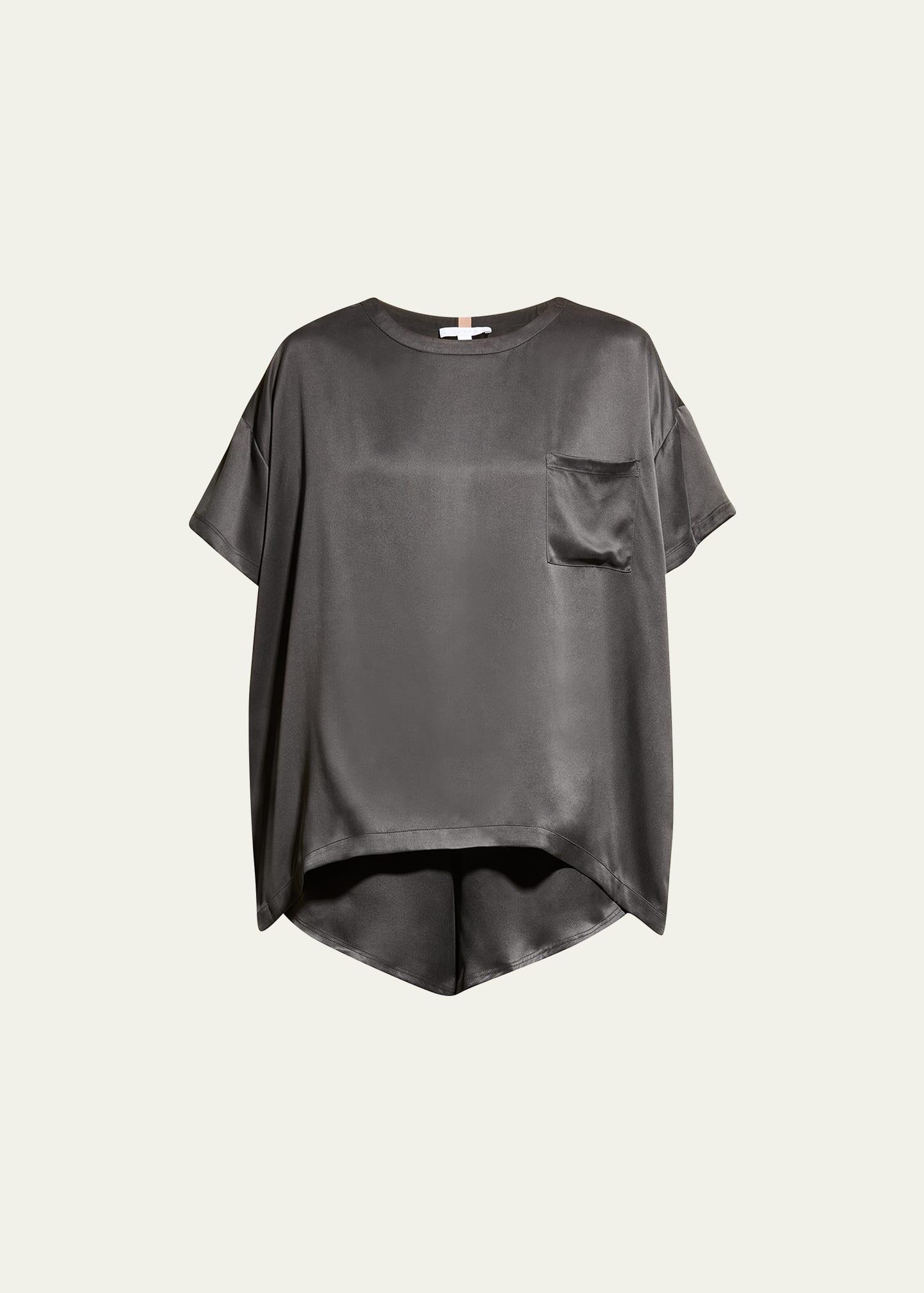 Womens Washable Silk Tee 2-Piece Pajama Set Product Image