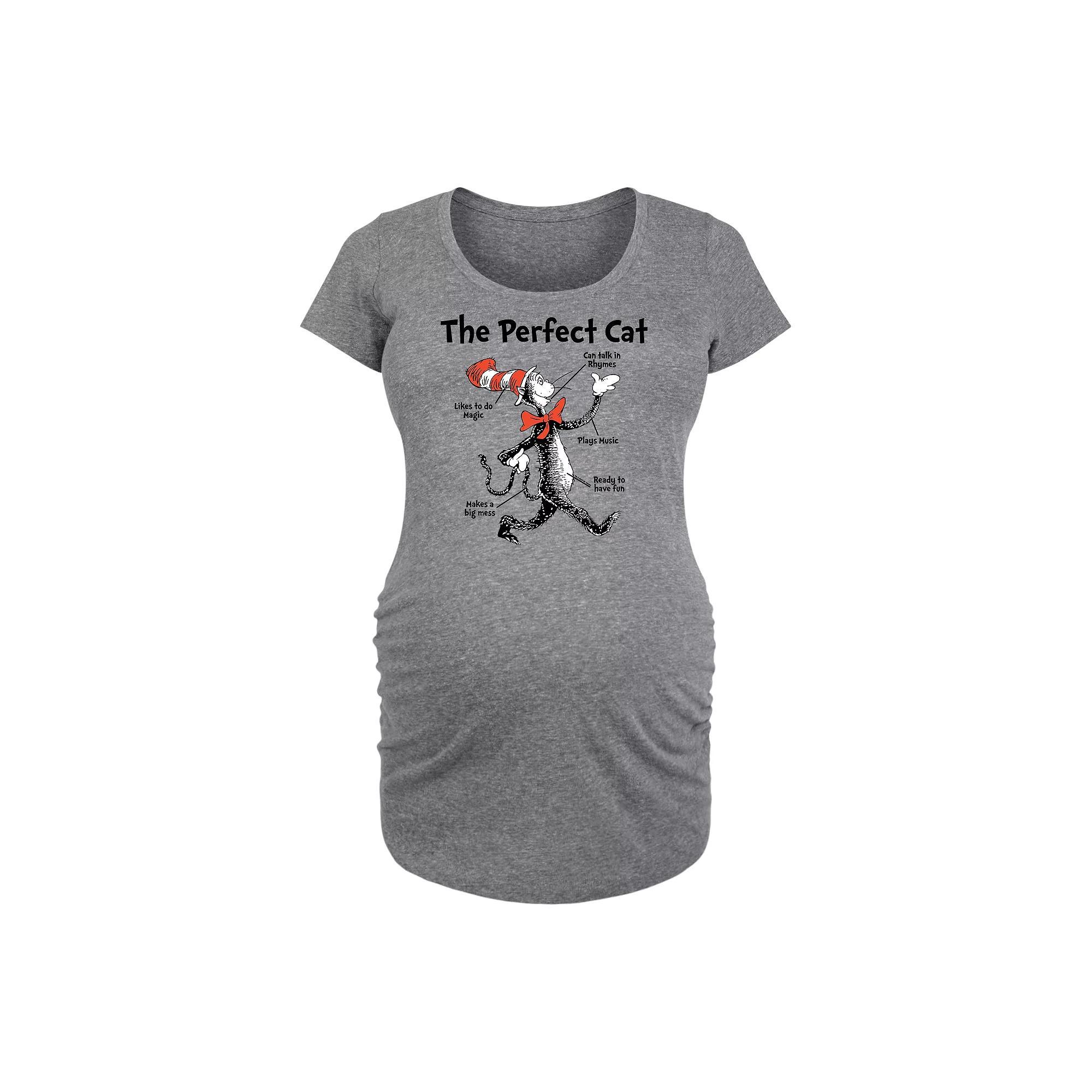 Maternity Dr. Seuss Perfect Cat Graphic Tee, Womens Grey Gray Product Image