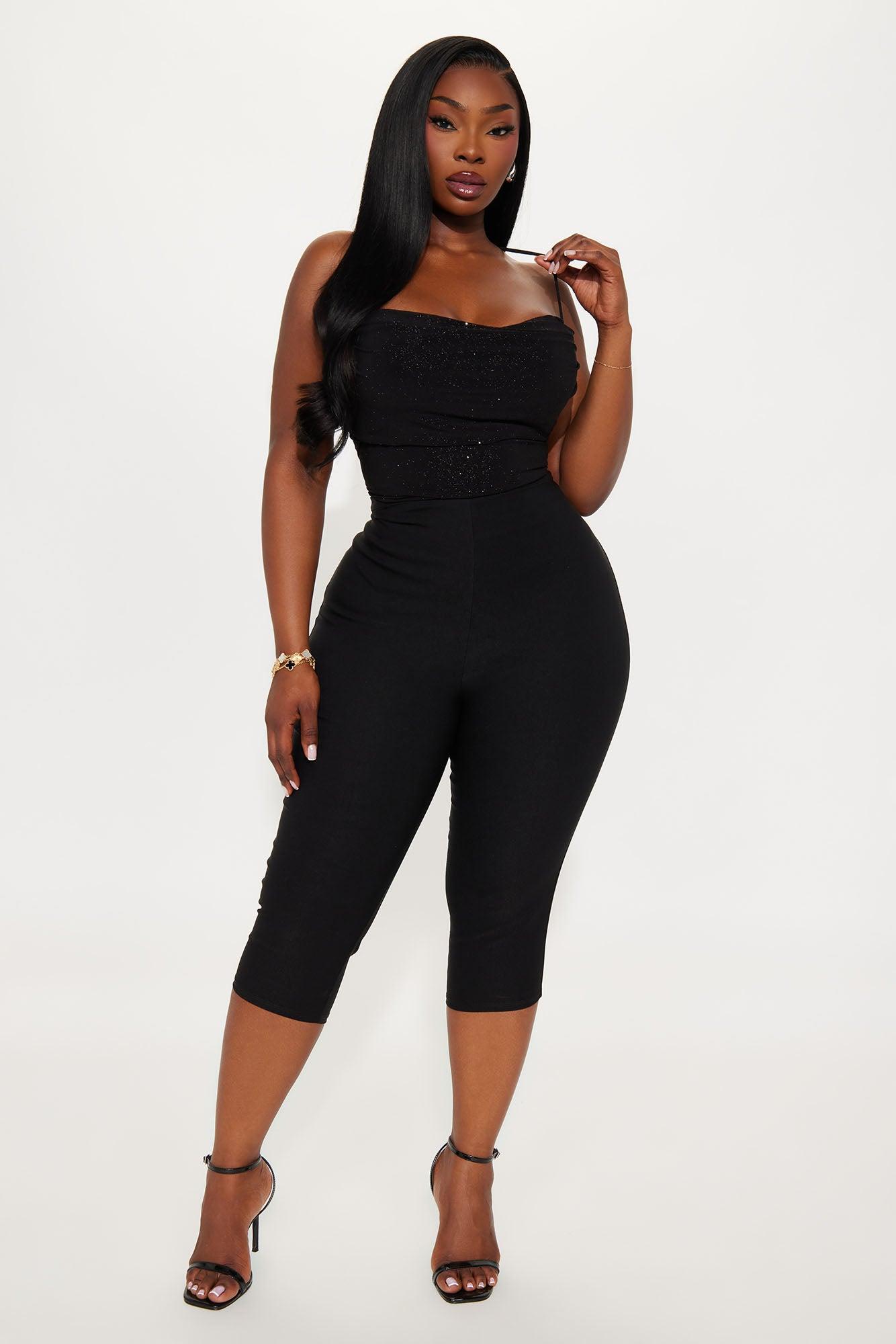 Star Dust Ruched Glitter Bodysuit - Black Product Image