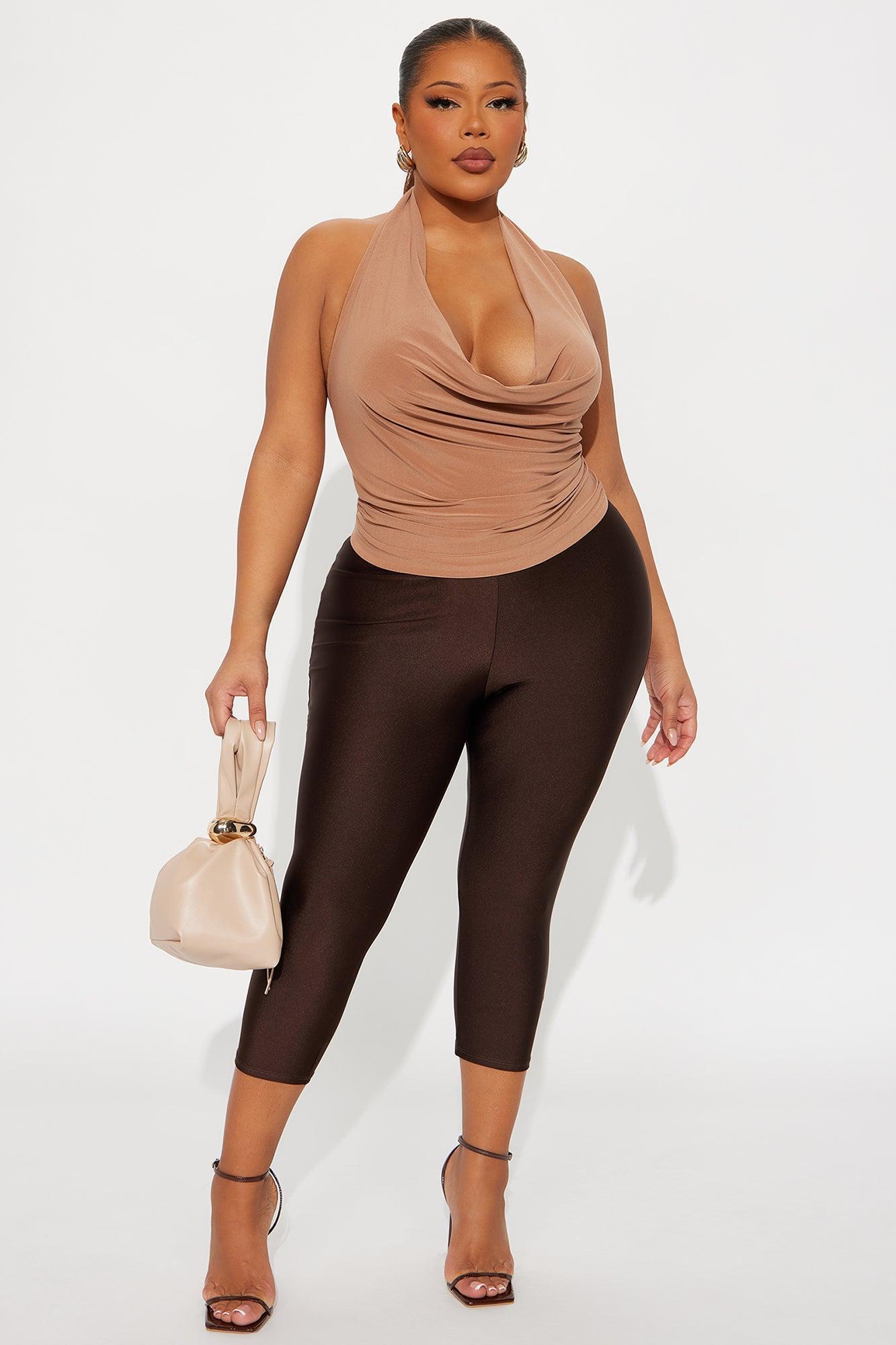 Nikole High Rise Tricot Capri Legging - Chocolate Product Image