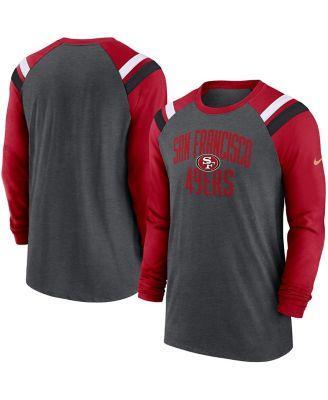 Mens Nike Heathered Charcoal/Red Atlanta Falcons Tri-Blend Raglan Athletic Long Sleeve Fashion T-Shirt Product Image