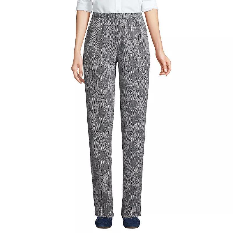 Womens Lands End Sport Knit High Waist Pants Blue Chevron Floral Product Image