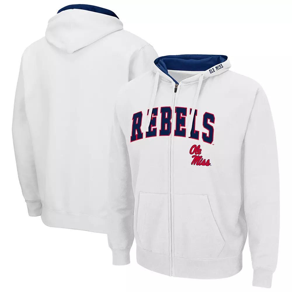 Men's Colosseum  White Ole Miss Rebels Arch & Logo 3.0 Full-Zip Hoodie, Size: XL Product Image