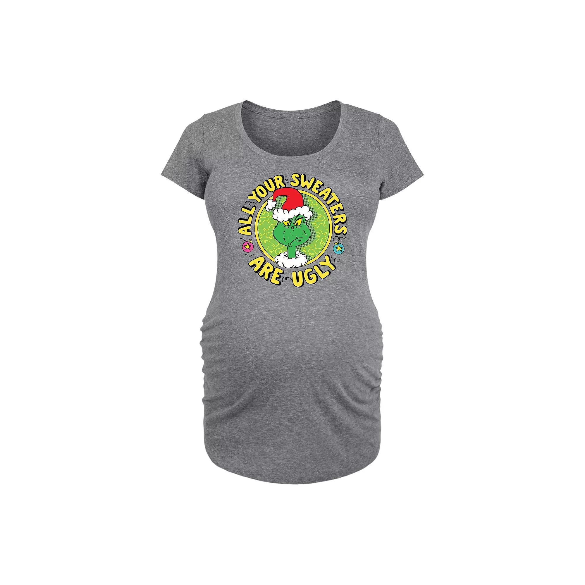 Maternity Dr. Seuss Grinch All Your Sweaters Are Ugly Graphic Tee, Women's, Size: Large-Mat, Grey Gray Product Image