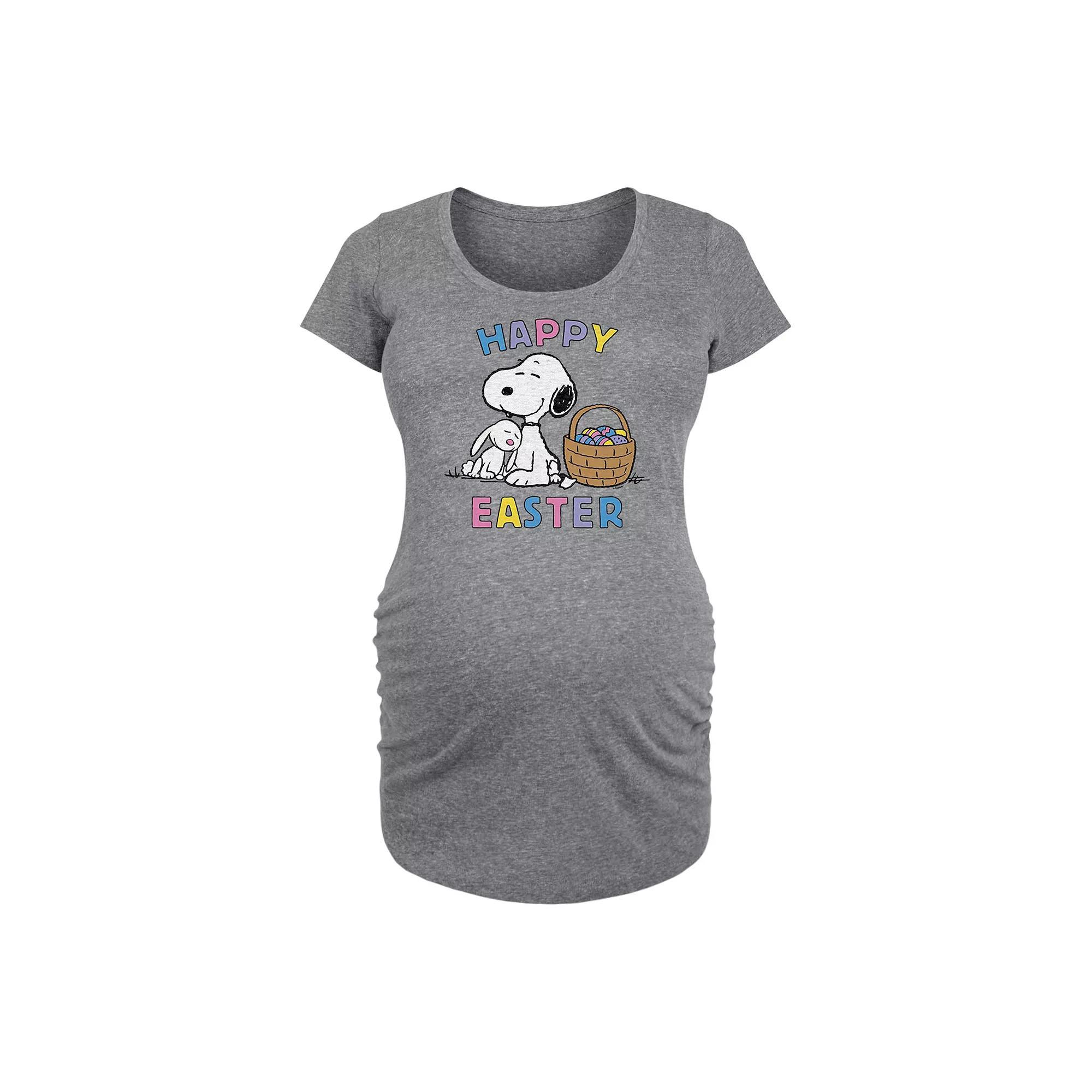 Maternity Peanuts Snoopy Happy Easter Graphic Tee, Womens Grey Gray Product Image