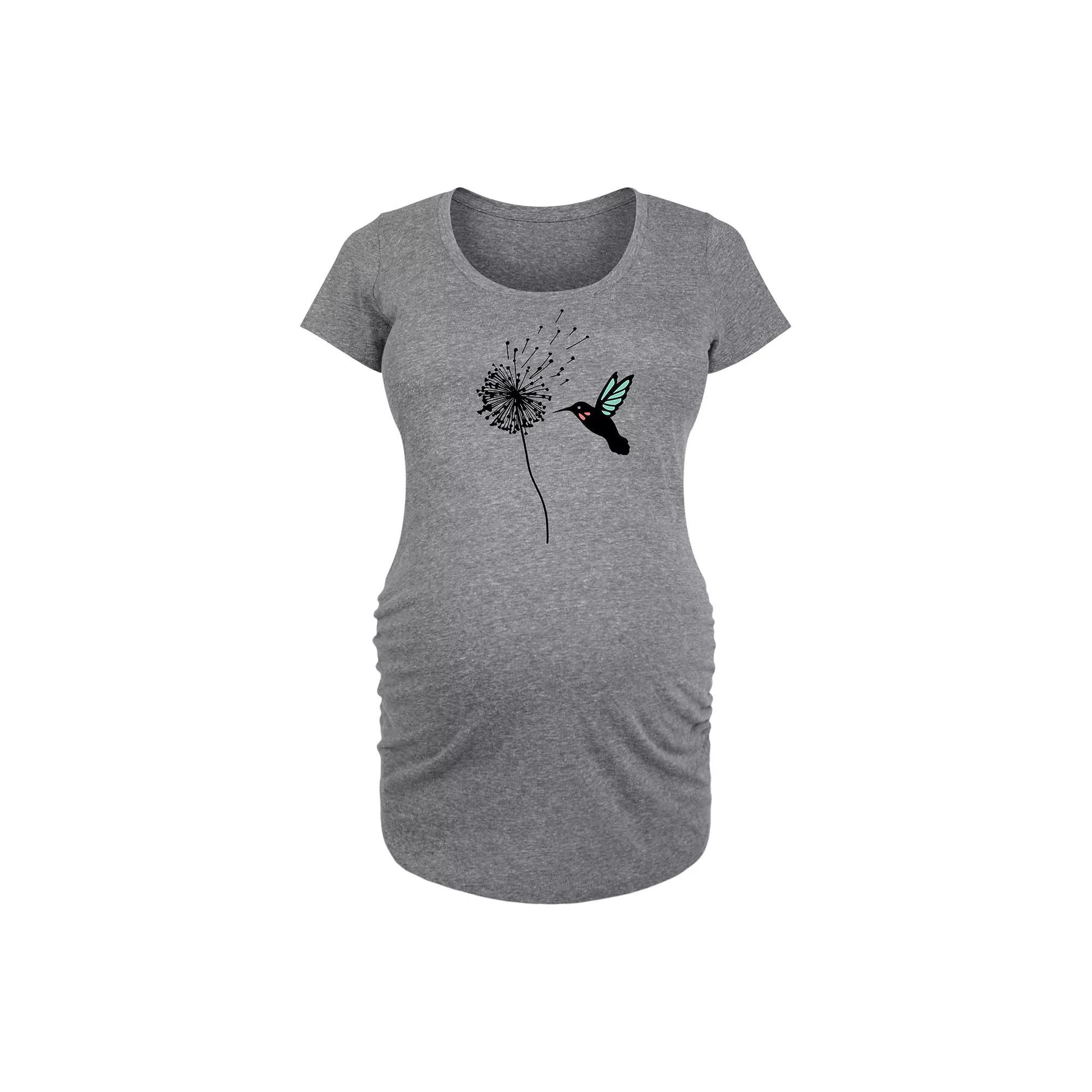 Maternity Hummingbird And Dandelion Graphic Tee, Womens Grey Gray Product Image