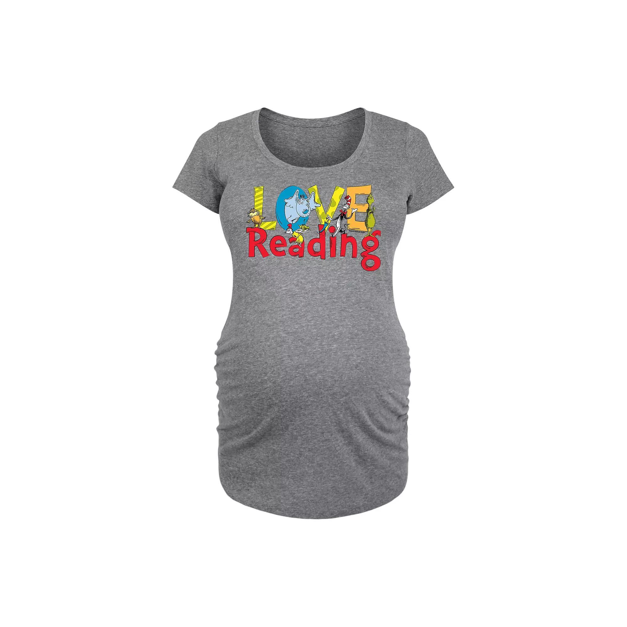 Maternity Dr. Seuss Love Reading Graphic Tee, Womens Grey Gray Product Image