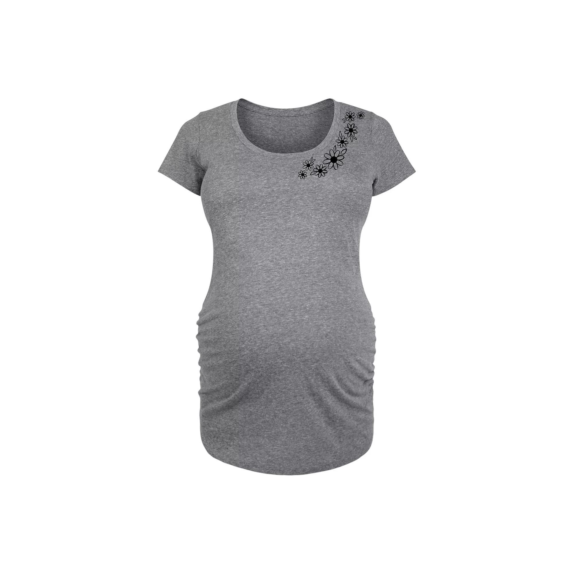 Maternity Unicorn Christmas Graphic Tee, Womens Grey Gray Product Image
