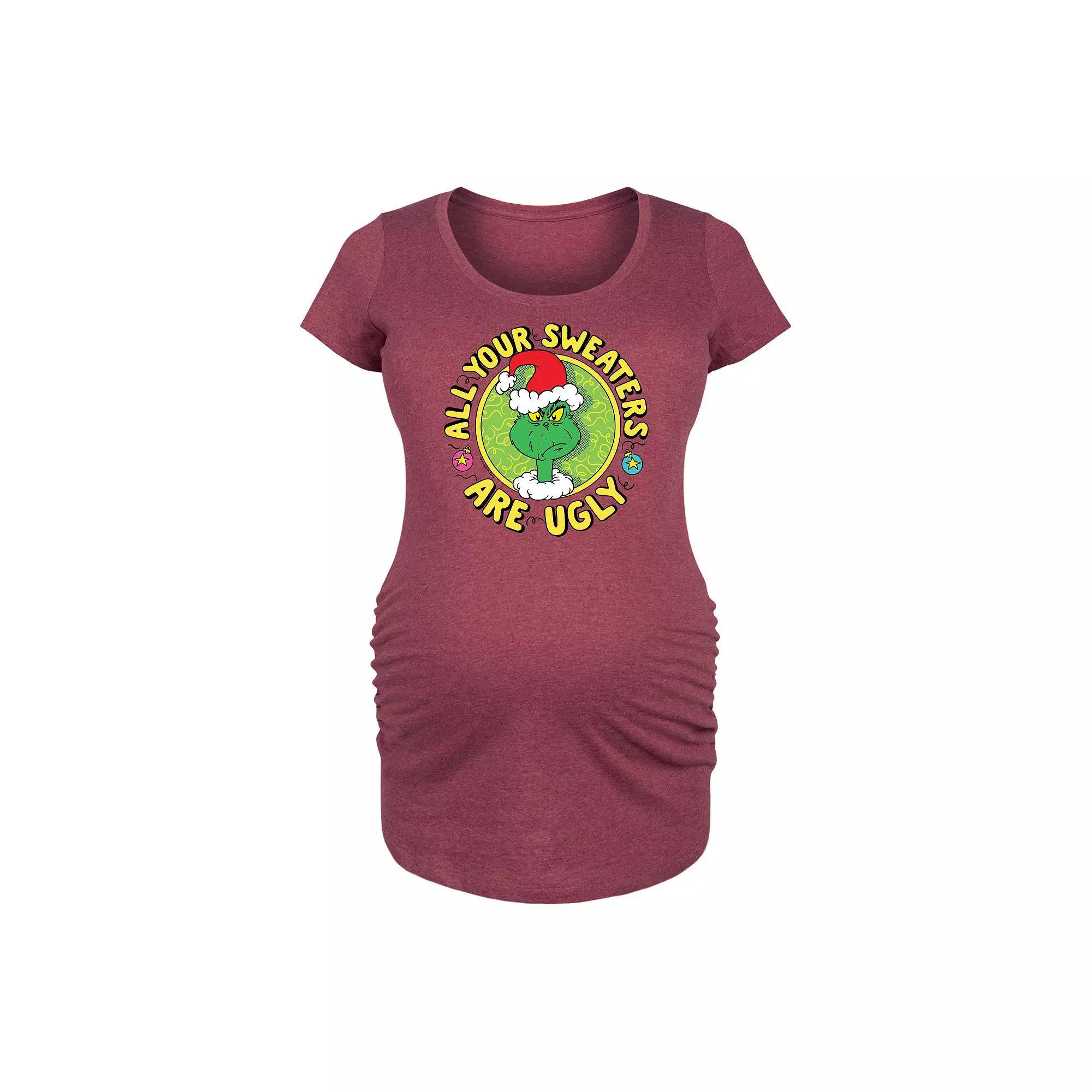 Maternity Dr. Seuss Grinch All Your Sweaters Are Ugly Graphic Tee, Women's, Size: Large-Mat, Grey Gray Product Image