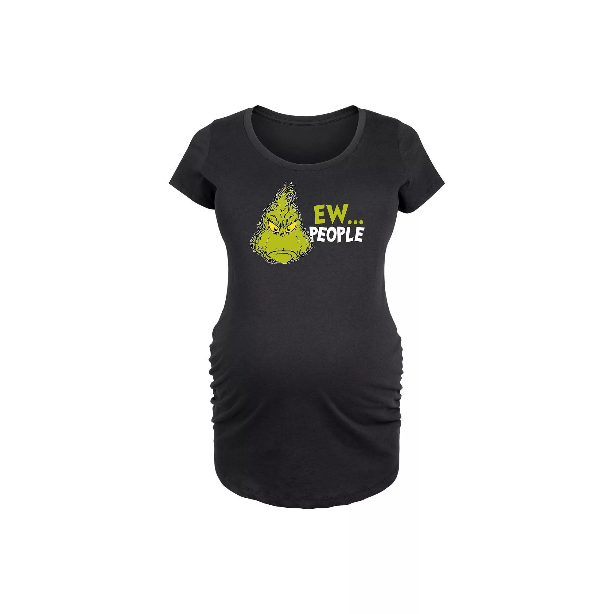 Maternity Dr. Seuss Grinch Ew.. People Graphic Tee, Womens Heather Grey Product Image