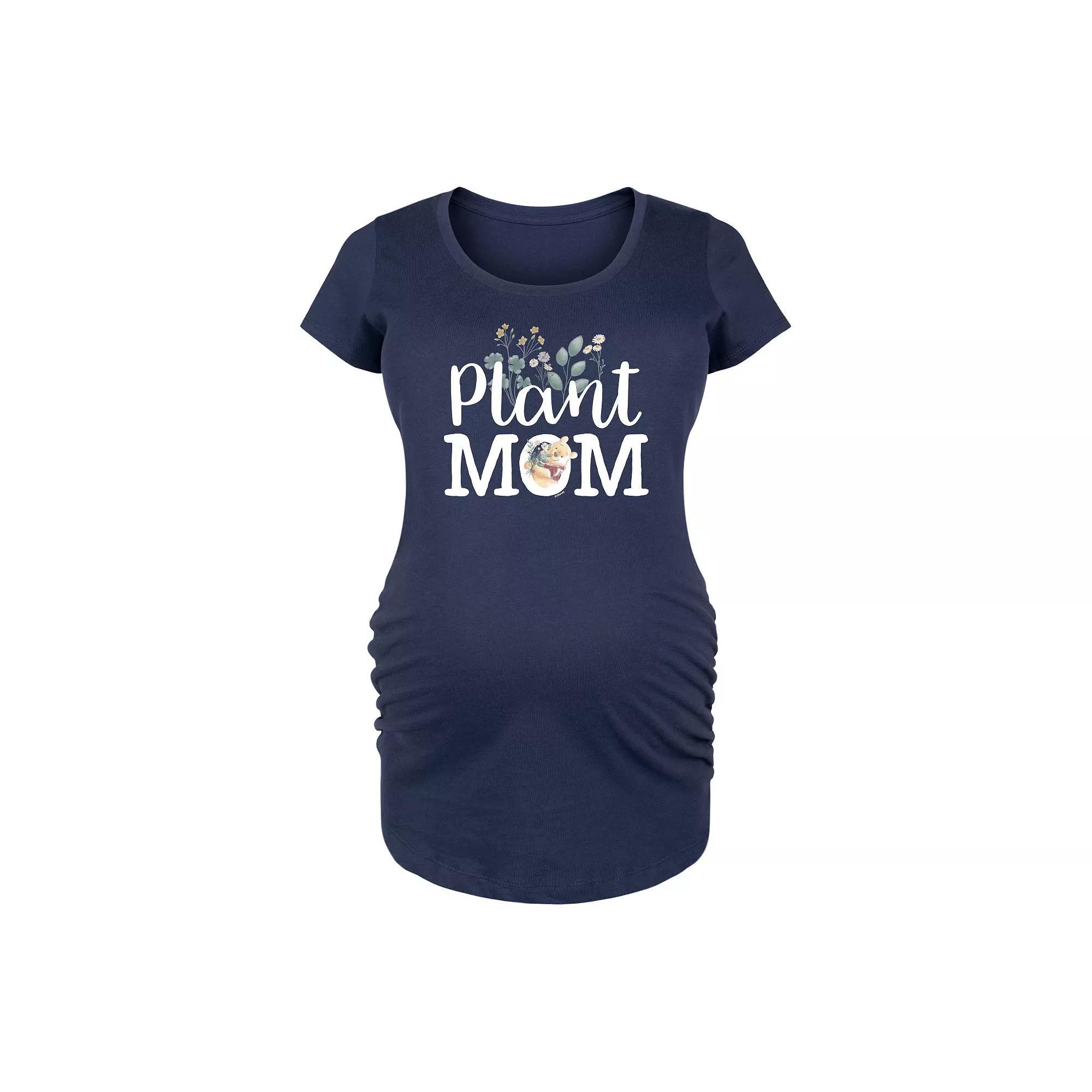 Disneys Winnie The Pooh Maternity Plant Mom Graphic Tee, Womens Blue Product Image