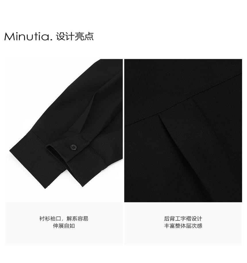 Mock Two-Piece Plaid Panel Hooded Button-Up Jacket Product Image