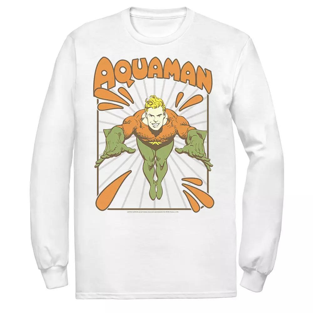 Men's DC Comics Aquaman Simple Text Logo Portrait Tee, Size: XL, White Product Image