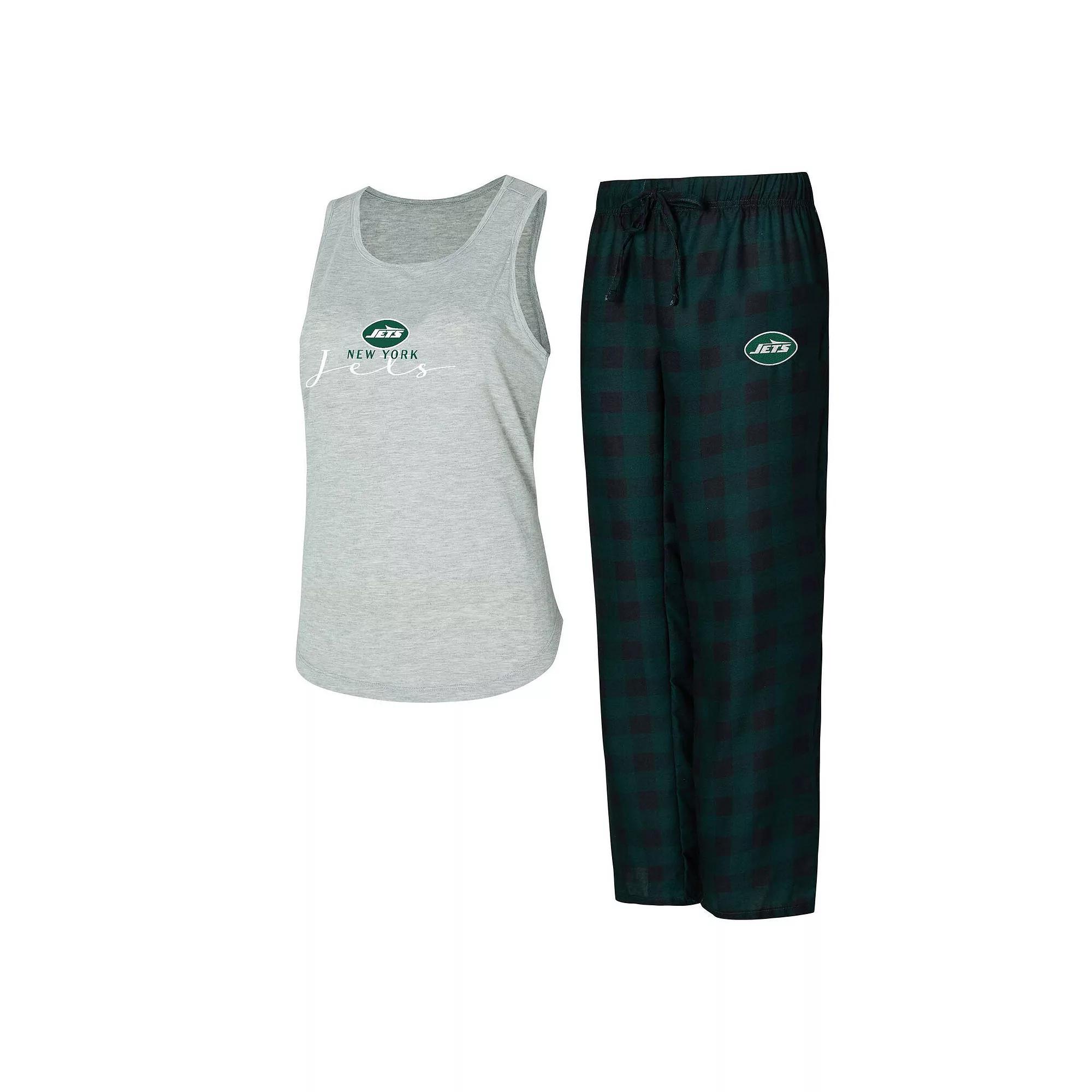 Women's Concepts Sport Gray/Green New York Jets Petition Tank Top and Pants Sleep Set, Size: Large, Grey Product Image