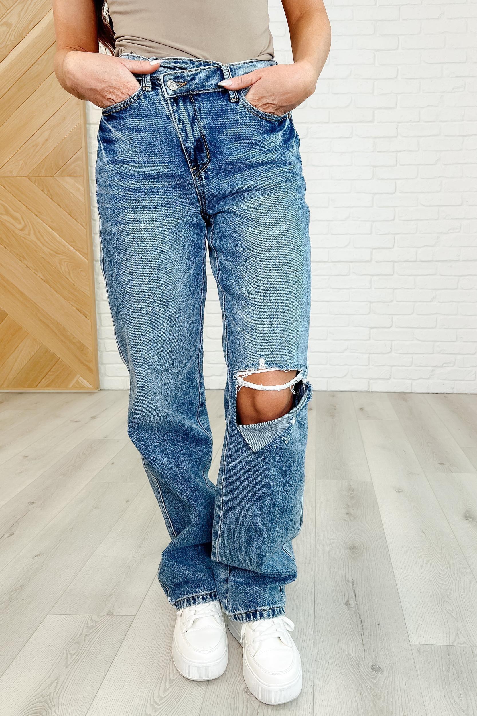 Dylan High Rise Rigid Magic Criss-Cross Waistband Straight Jeans (Online Exclusive) Product Image