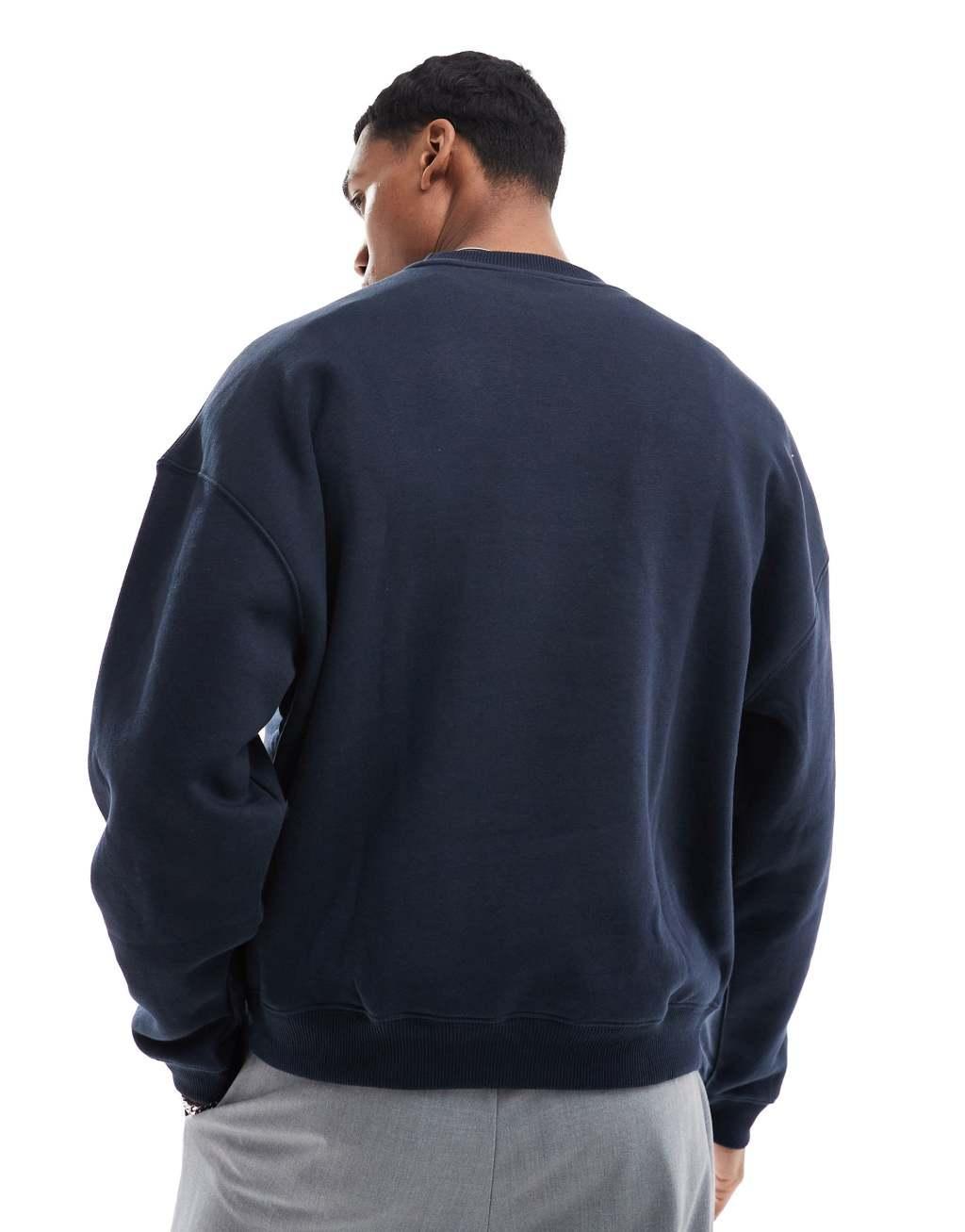 Pull&Bear boxy fit sweatshirt in navy Product Image