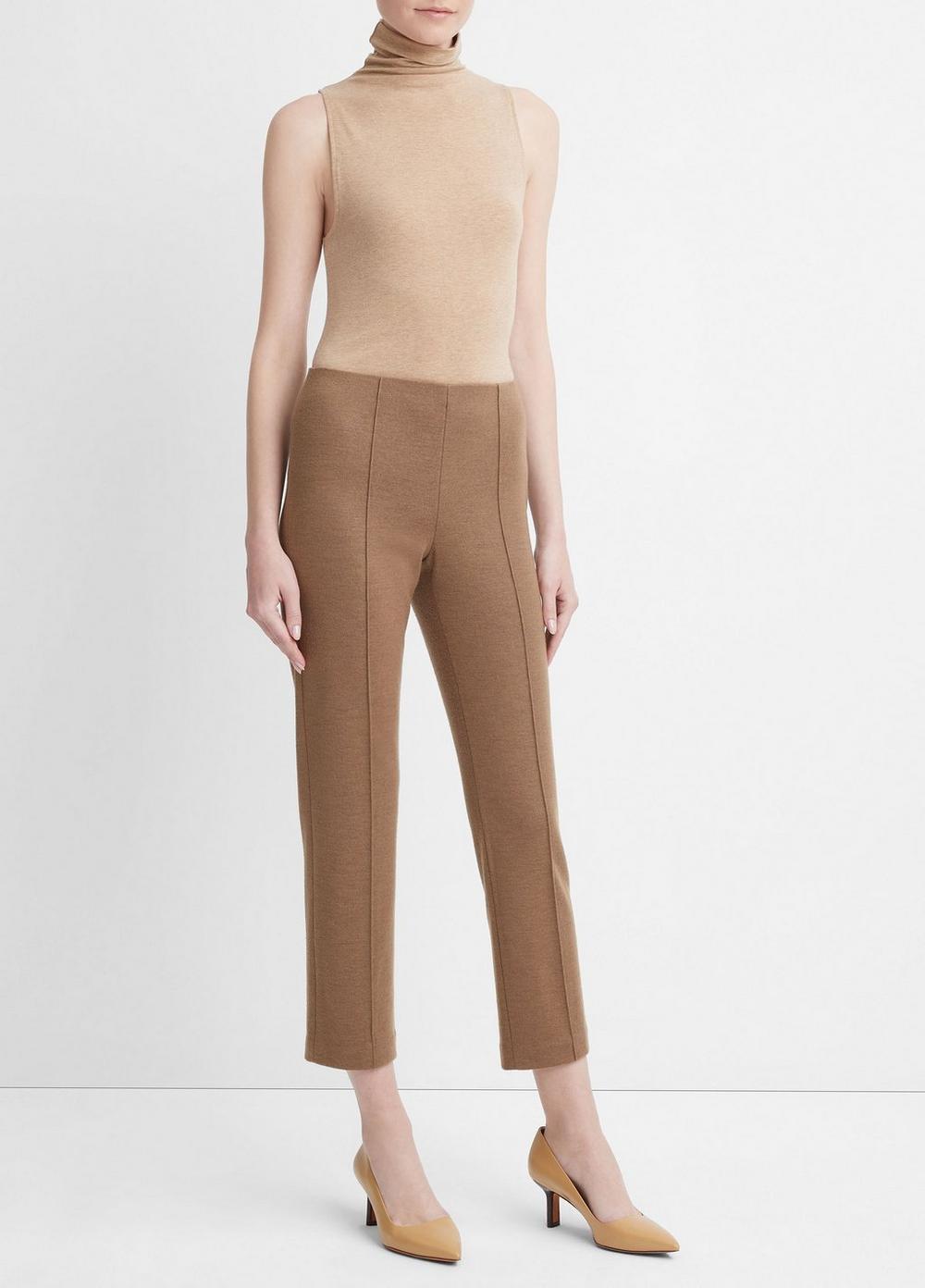 Womens Cozy Wool-Blend Mid-Rise Stitch-Front Pant, Ristretto, Size 0 Vince Product Image