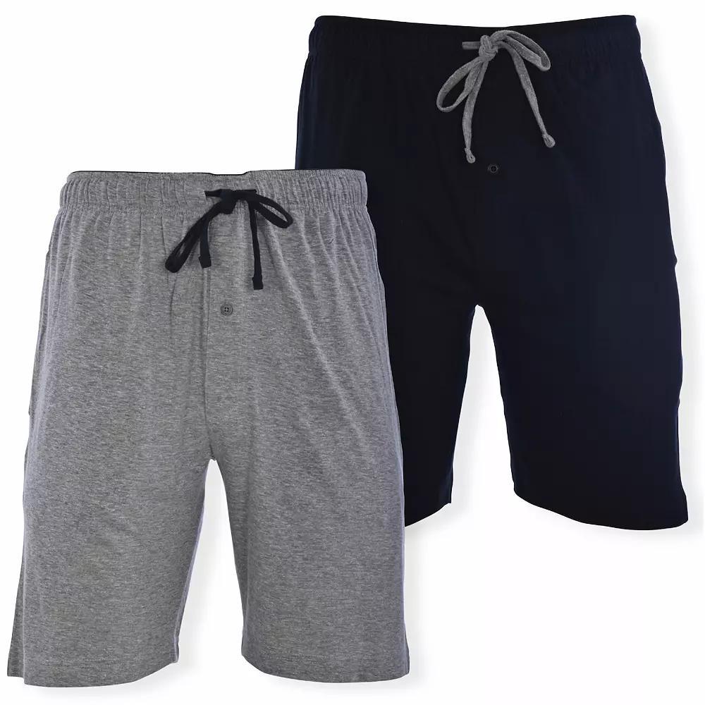 Big & Tall Hanes® 2-pack Knit Pajama Shorts, Men's, Size: 4XL, Navy Blue Plaid Product Image