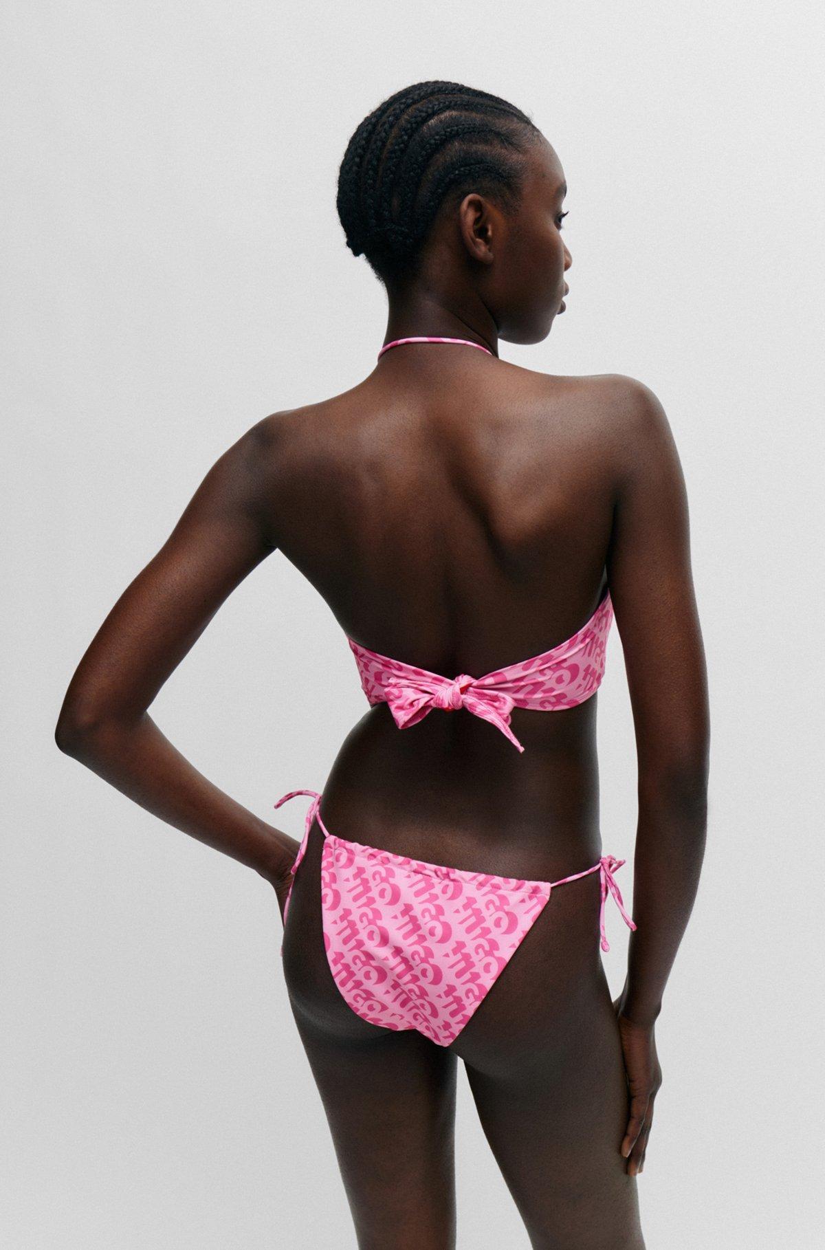 Tie-side bikini bottoms with repeat logo print Product Image