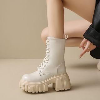 Platform Lace Up Short Boots Product Image