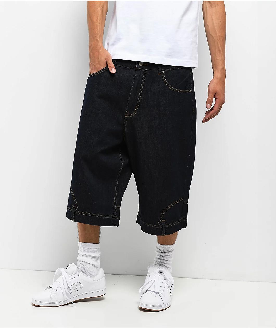 American Stitch Backwards Dark Blue Denim Shorts Product Image