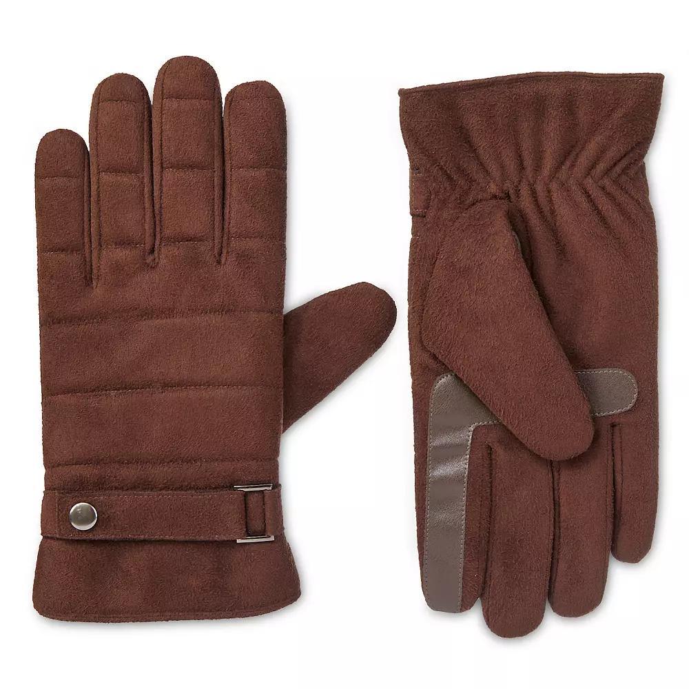 Men's isotoner Quilted Microsuede Water Resistant and Touchscreen Gloves, Size: Large, Brown Product Image