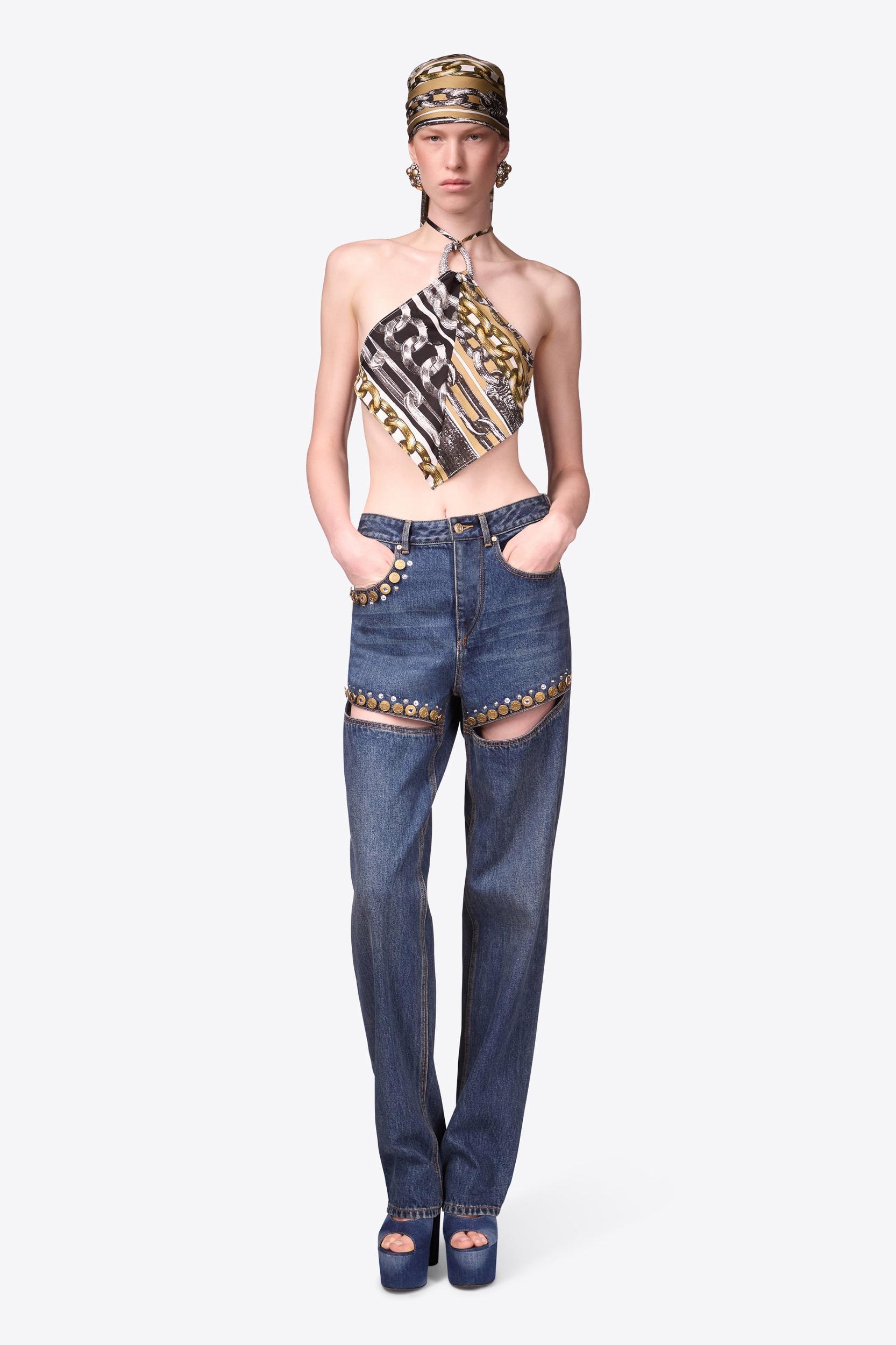 Chain Printed Crystal Link Handkerchief Top Product Image