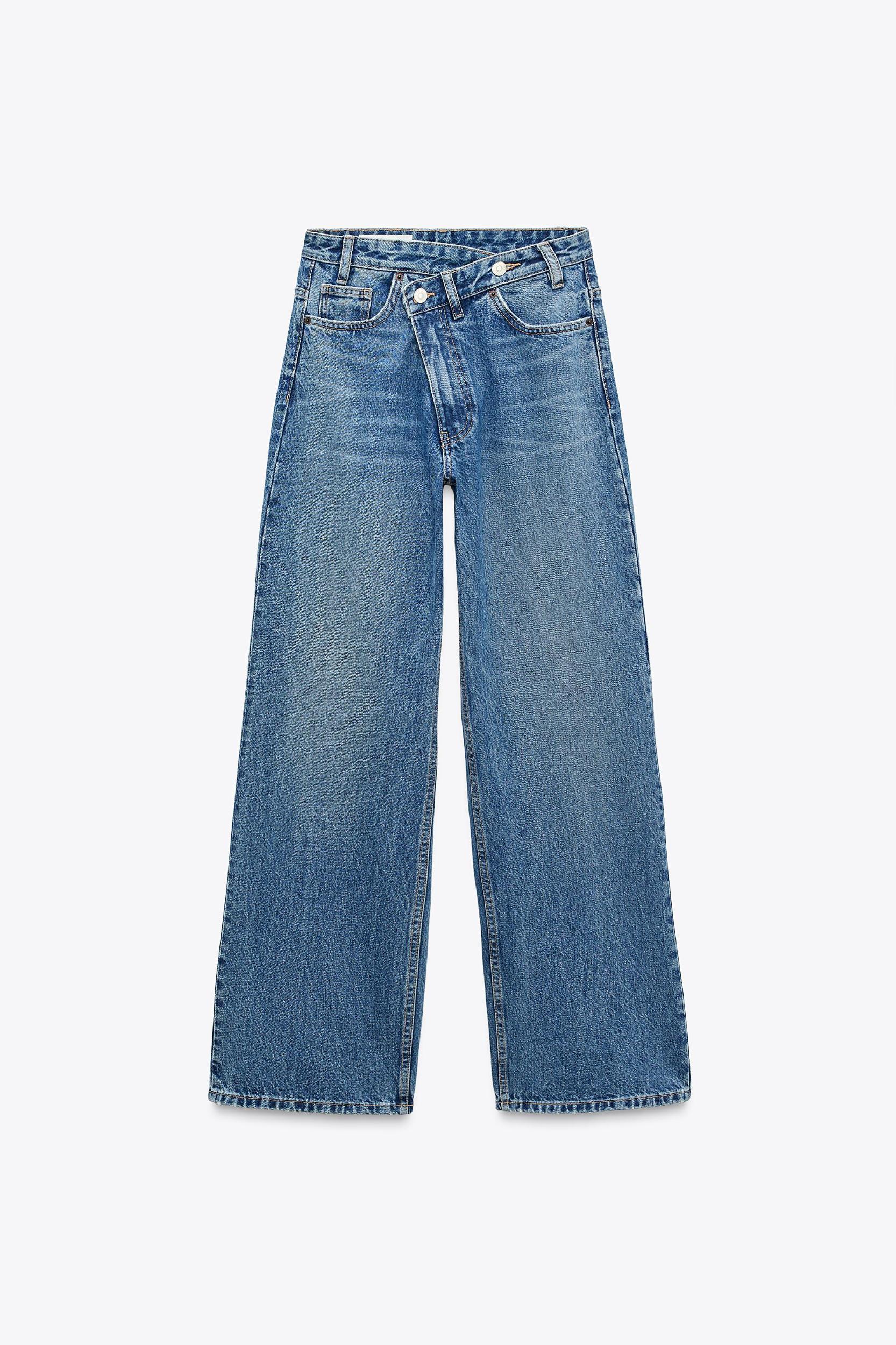 TRF HIGH WAIST CROSSOVER WAIST WIDE LEG JEANS Product Image